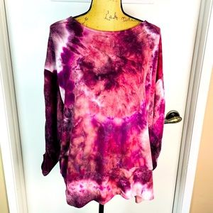 Bohemian Adrienne Vittadini Women Blouse Plus Pink Long Sleeve Top Shirt Indigo
